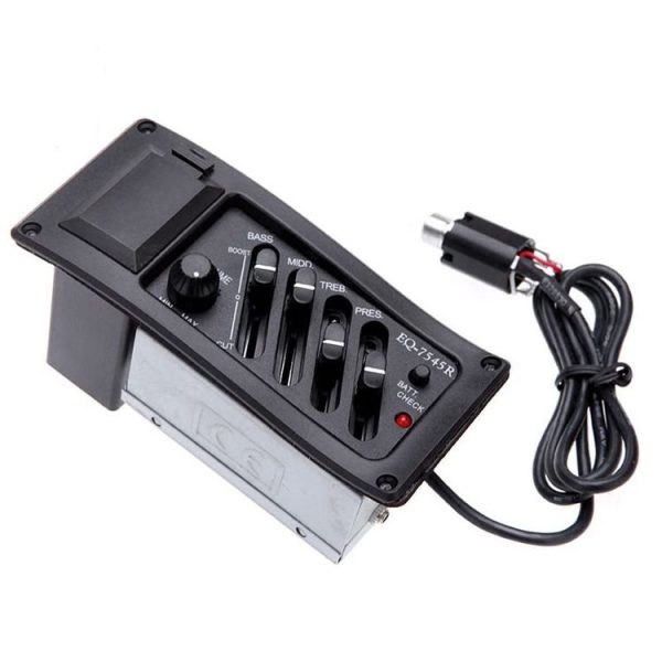 EQ-7545R Guitar Four-Band Equalizer EQ Wooden Guitar Modified Pickup Instrument Accessories (Black)