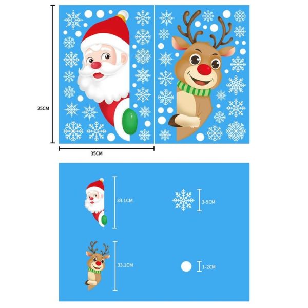 XC008 1set Christmas Window Grille Sticker Santa Claus Elk Glass Window Decoration - Image 2