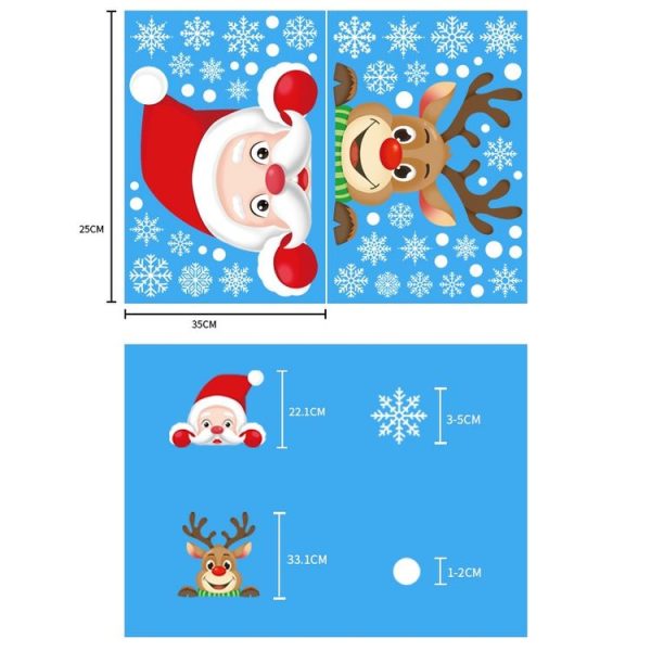 XC009 1set Christmas Window Grille Sticker Santa Claus Elk Glass Window Decoration - Image 2