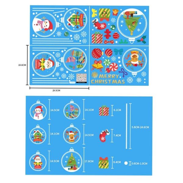 BQ027 1set Christmas Window Grille Sticker Santa Claus Elk Glass Window Decoration - Image 2