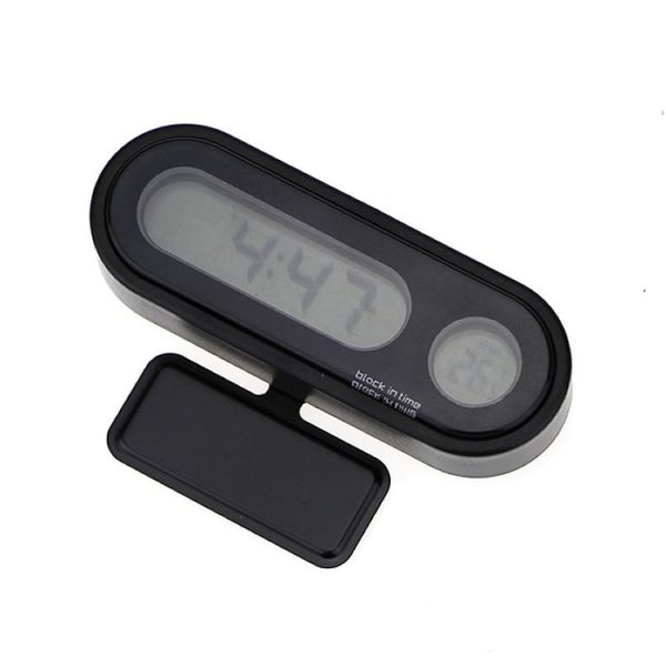 K02 Car Electronic Clock Temperature Meter Night Light LED Temperature Time Meter (Black Blue Light) - Image 2