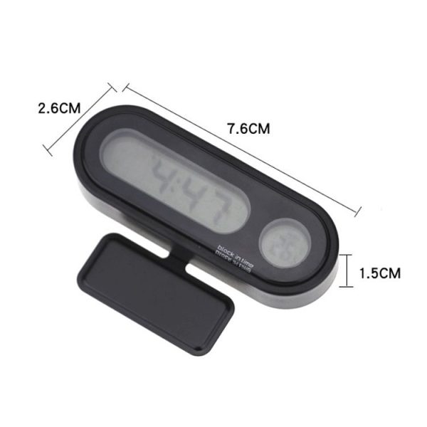 K02 Car Electronic Clock Temperature Meter Night Light LED Temperature Time Meter (Black Blue Light) - Image 3