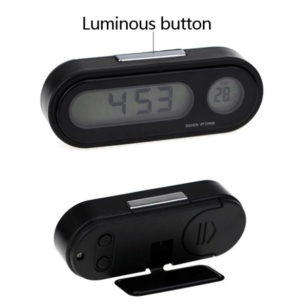K02 Car Electronic Clock Temperature Meter Night Light LED Temperature Time Meter (Black Blue Light) - Image 4