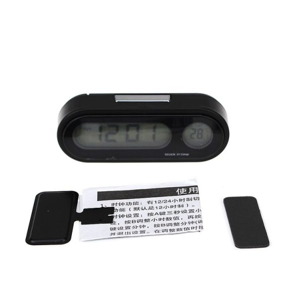 K02 Car Electronic Clock Temperature Meter Night Light LED Temperature Time Meter (Black Blue Light) - Image 5