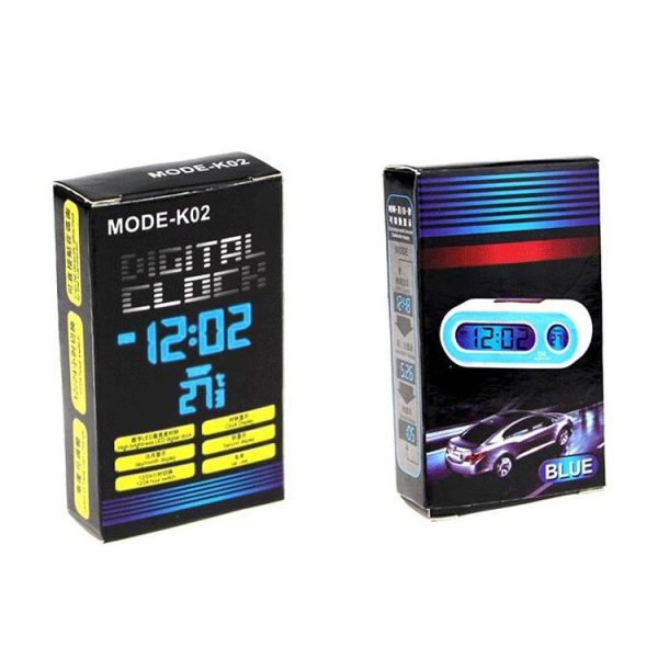 K02 Car Electronic Clock Temperature Meter Night Light LED Temperature Time Meter (Black Blue Light) - Image 6