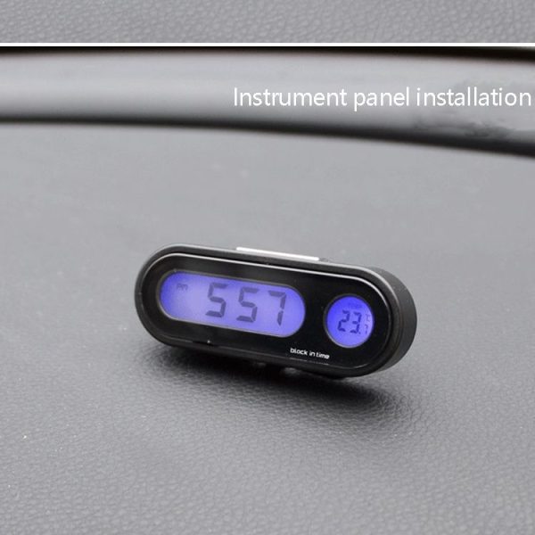 K02 Car Electronic Clock Temperature Meter Night Light LED Temperature Time Meter (Black Blue Light) - Image 7