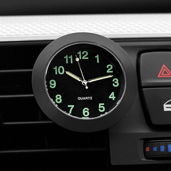 Car Clock Night Light Electronic Clock Car Decoration Quartz (Black Border)