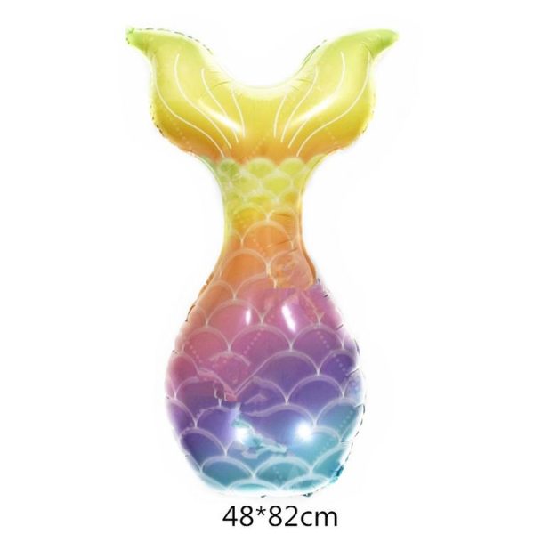 5 PCS Cartoon Mermaid Tail Aluminum Film Balloon Aquarium Decoration Balloon Mall Dress Up Balloon (Rainbow Color) - Image 2