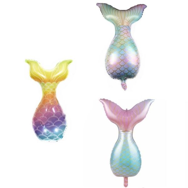 5 PCS Cartoon Mermaid Tail Aluminum Film Balloon Aquarium Decoration Balloon Mall Dress Up Balloon (Rainbow Color) - Image 3