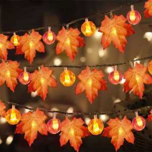 3m 20 LEDs Maple Pumpkin Lantern String Lights Halloween Thanksgiving Garden Party Room Decoration Lights (Warm Light)