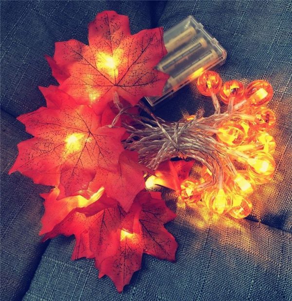 3m 20 LEDs Maple Pumpkin Lantern String Lights Halloween Thanksgiving Garden Party Room Decoration Lights (Warm Light) - Image 3