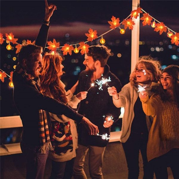 3m 20 LEDs Maple Pumpkin Lantern String Lights Halloween Thanksgiving Garden Party Room Decoration Lights (Warm Light) - Image 6