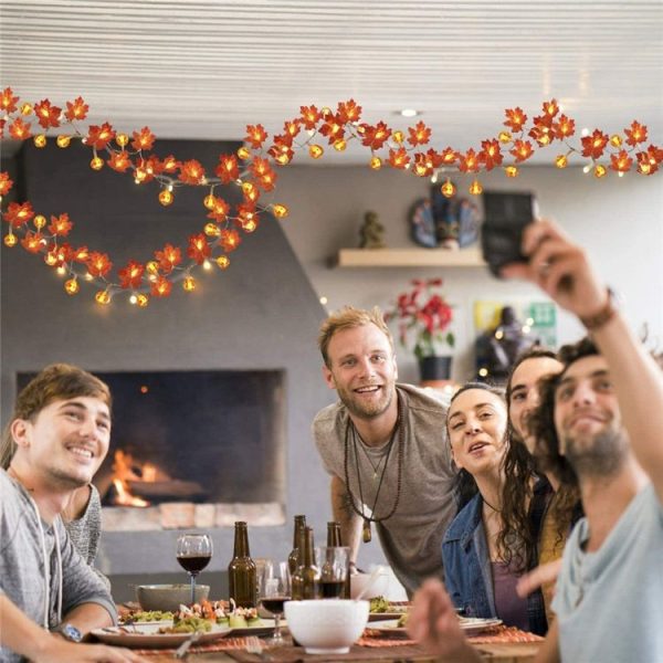3m 20 LEDs Maple Pumpkin Lantern String Lights Halloween Thanksgiving Garden Party Room Decoration Lights (Warm Light) - Image 7