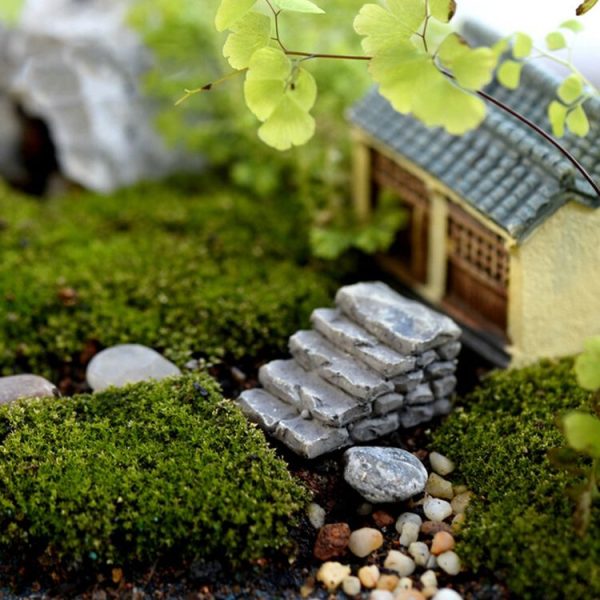 2 PCS Garden Bonsai Decoration Miniature Resin Trail Stairs, Style: Straight Step - Image 2