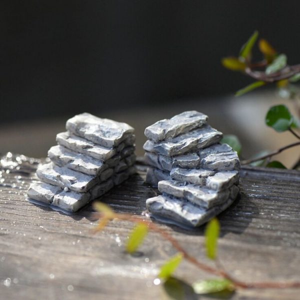 2 PCS Garden Bonsai Decoration Miniature Resin Trail Stairs, Style: Straight Step - Image 3