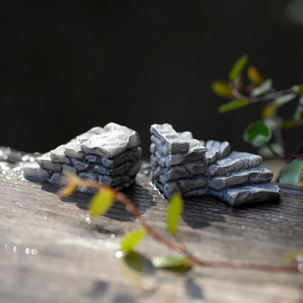 2 PCS Garden Bonsai Decoration Miniature Resin Trail Stairs, Style: Straight Step - Image 4