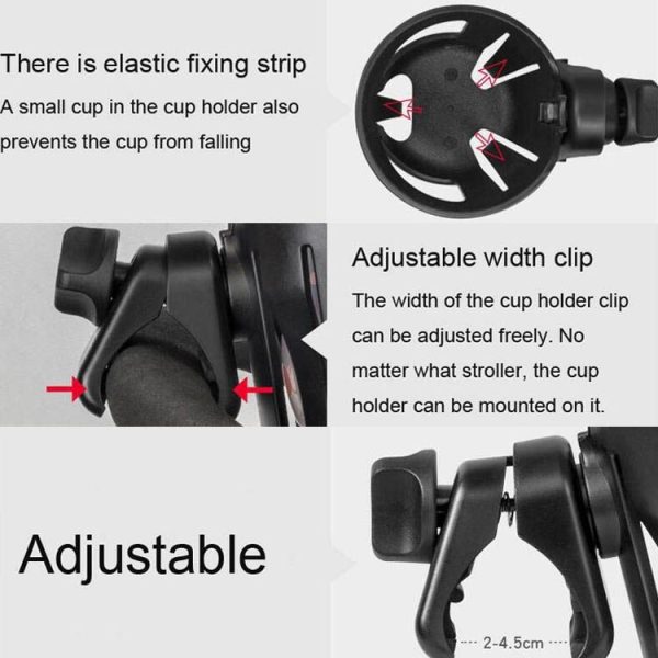 J4035 Stroller Cup Rapid Fixed Stroller Bottle Frame ABS Stroller Water Cup Rack (Gray) - Image 4