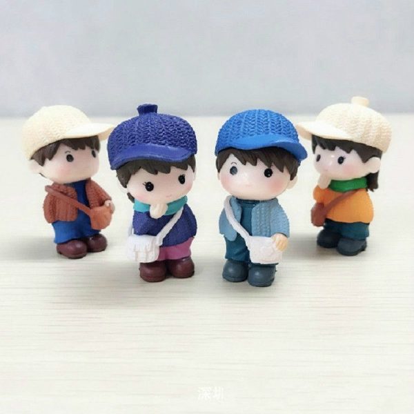 2 PCS Couple Cartoon Characters Dolls Micro Landscape Ornaments Bonsai Decoration Random Color Delivery, Style: Satchel Wool Couple - Image 2