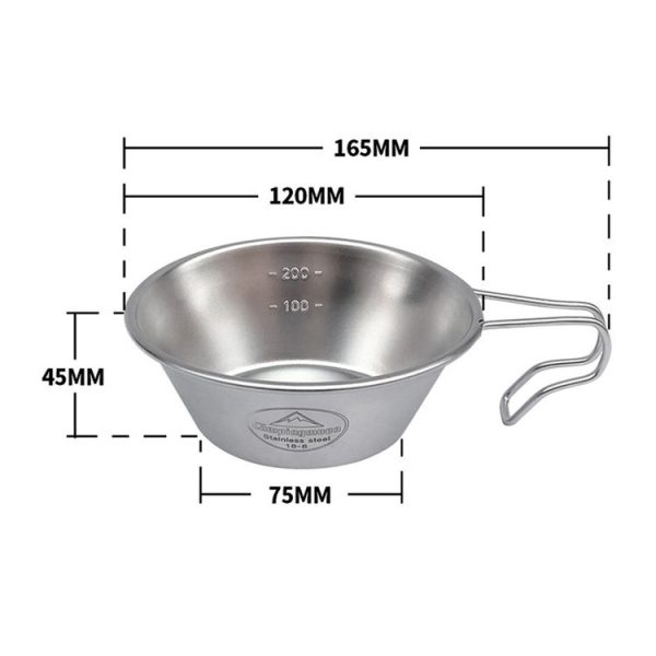 Campingmoon S220 Outdoor Portable Thickened Stainless Steel Bowl Camping Multi-Purpose Cutlery (Metallic) - Image 3