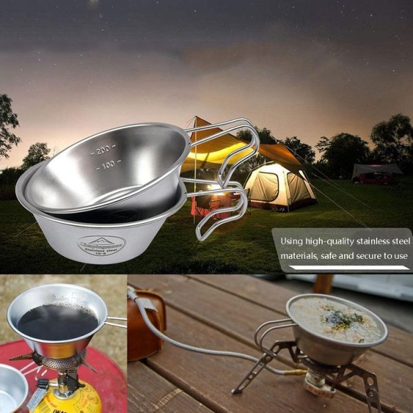 Campingmoon S220 Outdoor Portable Thickened Stainless Steel Bowl Camping Multi-Purpose Cutlery (Metallic) - Image 6
