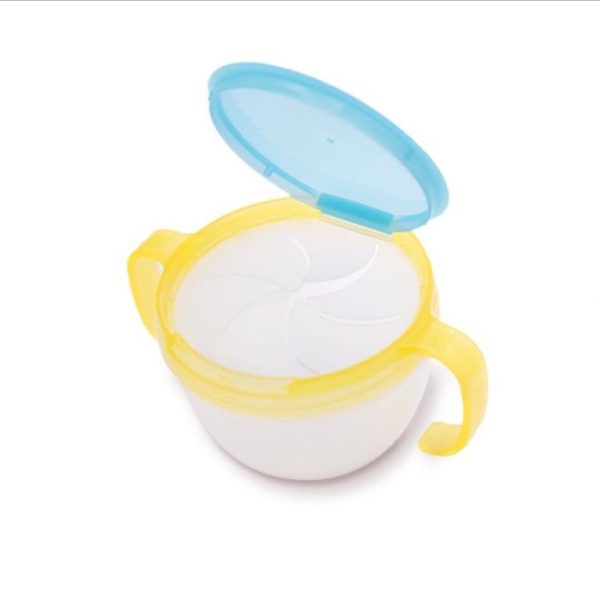Baby Snacks Bowl Children Kids Food Storage Dishes Anti Spill 360 Rotate Baby Solid Feeding Plate Tableware Baby Feeding Stuff (Yellow)