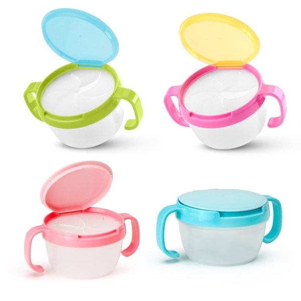 Baby Snacks Bowl Children Kids Food Storage Dishes Anti Spill 360 Rotate Baby Solid Feeding Plate Tableware Baby Feeding Stuff (Yellow) - Image 3