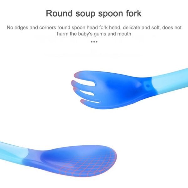 2 Set Baby Silicon Spoon Safety Temperature Sensing Baby Flatware Feeding Spoon (Yellow) - Image 4