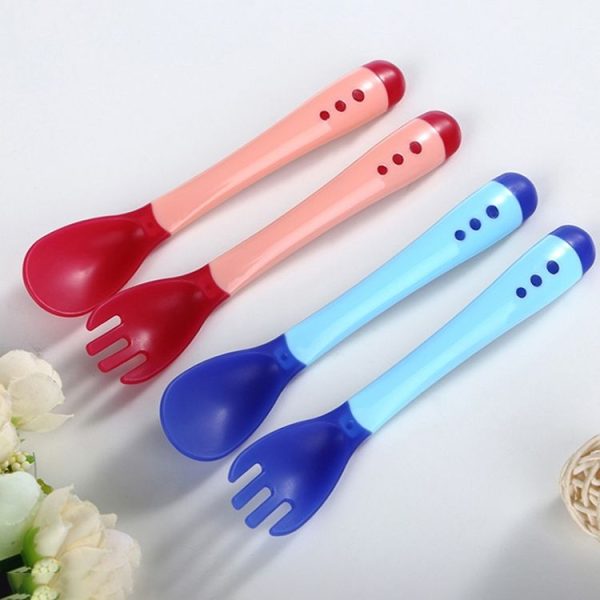2 Set Baby Silicon Spoon Safety Temperature Sensing Baby Flatware Feeding Spoon (Yellow) - Image 6