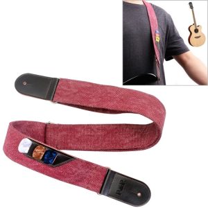 Leather Guitar Strap Retro Cowboy Electric Guitar Pick Strap (Red)