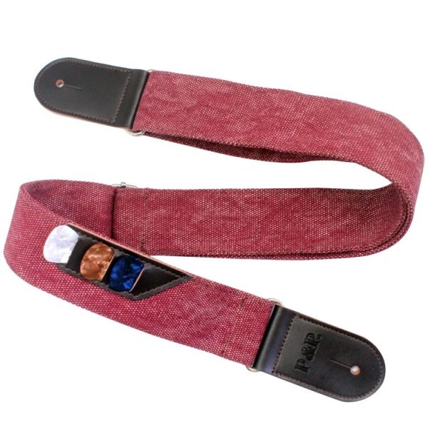 Leather Guitar Strap Retro Cowboy Electric Guitar Pick Strap (Red) - Image 2