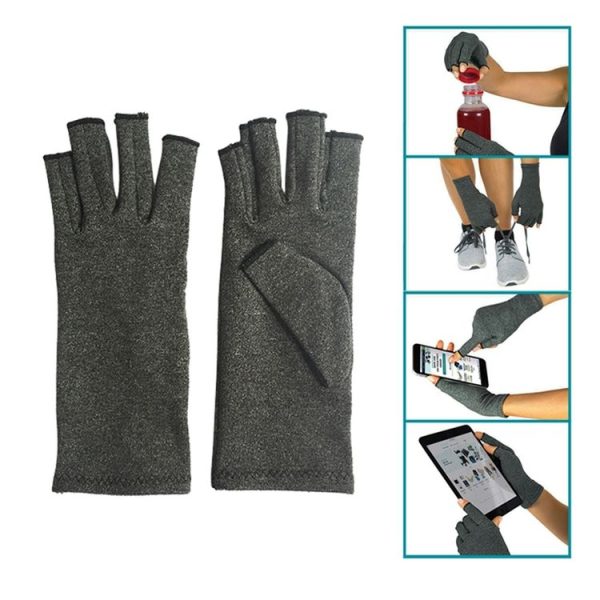 Half Finger Cycling Gloves Arthritis Pressure Health Gloves High Elastic Breathable Anti-edema Rehabilitation Riding Glov, Size: S (Gray)
