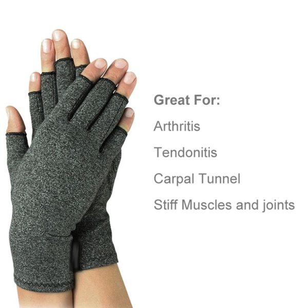 Half Finger Cycling Gloves Arthritis Pressure Health Gloves High Elastic Breathable Anti-edema Rehabilitation Riding Glov, Size: S (Gray) - Image 3