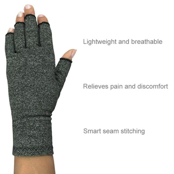 Half Finger Cycling Gloves Arthritis Pressure Health Gloves High Elastic Breathable Anti-edema Rehabilitation Riding Glov, Size: S (Gray) - Image 4