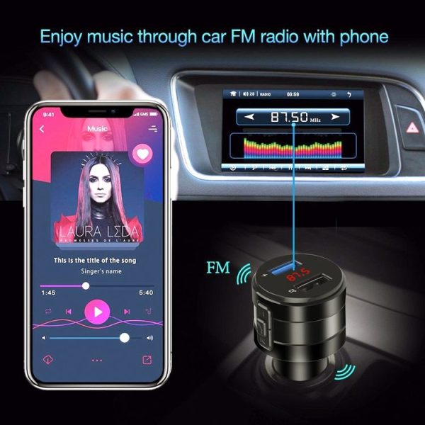X20 Black Car Bluetooth Handsfree Car FM Transmitter Music Player Car Charger - Image 5