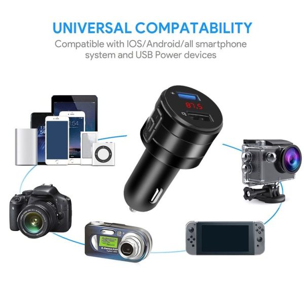 X20 Black Car Bluetooth Handsfree Car FM Transmitter Music Player Car Charger - Image 6
