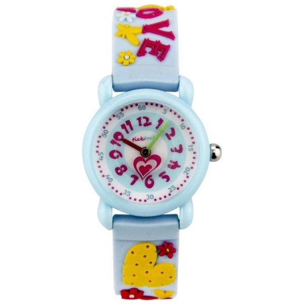 JNEW A335-86195 Children Cute Cartoon Waterproof Time Cognitive Quartz Watch (Love Print (Blue))