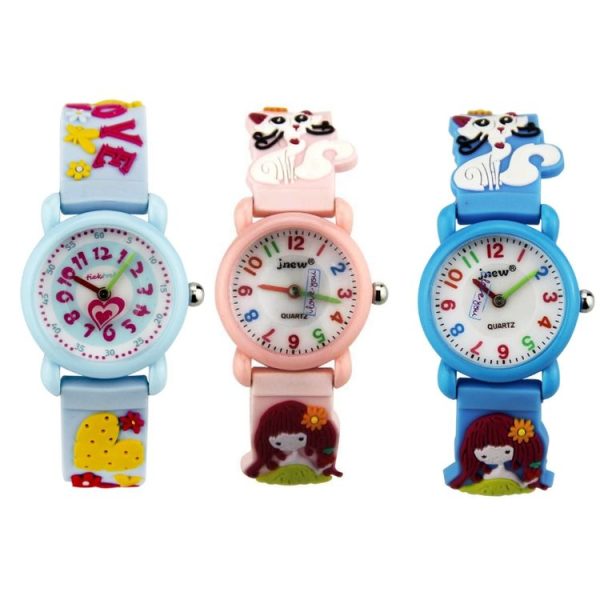JNEW A335-86195 Children Cute Cartoon Waterproof Time Cognitive Quartz Watch (Love Print (Blue)) - Image 2
