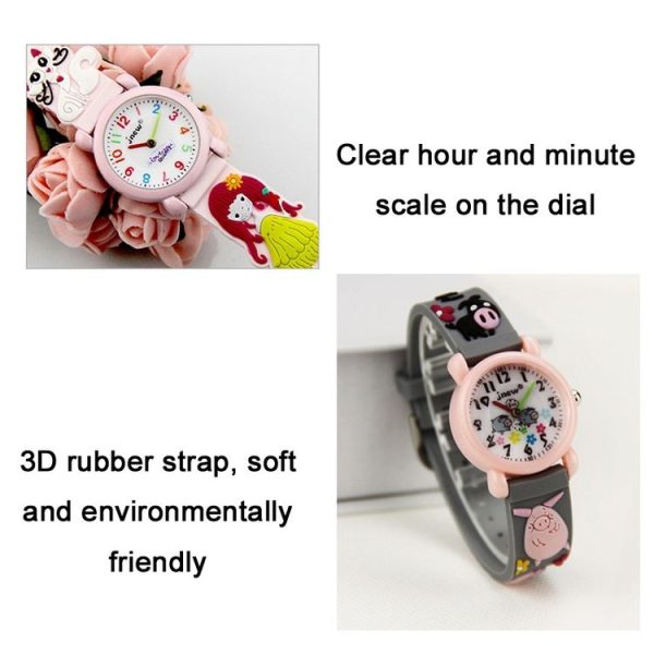 JNEW A335-86195 Children Cute Cartoon Waterproof Time Cognitive Quartz Watch (Love Print (Blue)) - Image 3