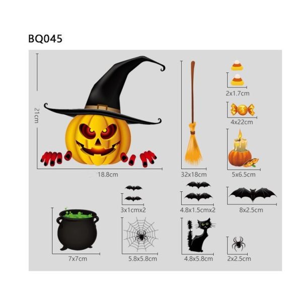 Halloween Decoration Stickers Pumpkin Lamp Spider Ghost Electrostatic Stickers, Style: BQ040ABCD-45-46-47-48 - Image 2