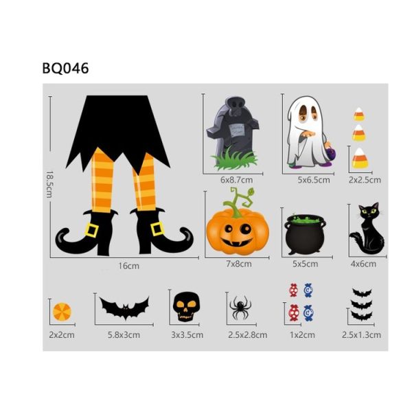 Halloween Decoration Stickers Pumpkin Lamp Spider Ghost Electrostatic Stickers, Style: BQ040ABCD-45-46-47-48 - Image 3