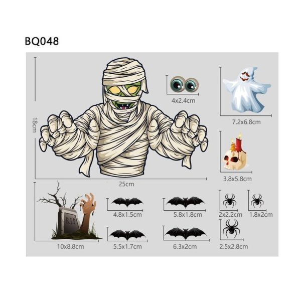 Halloween Decoration Stickers Pumpkin Lamp Spider Ghost Electrostatic Stickers, Style: BQ040ABCD-45-46-47-48 - Image 5