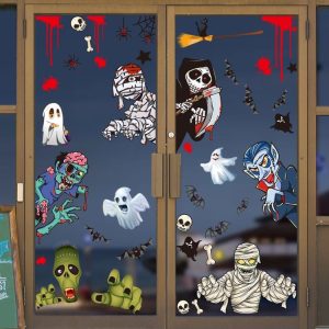 Halloween Decoration Stickers Pumpkin Lamp Spider Ghost Electrostatic Stickers, Style: BQ41-42-43-44-47-48