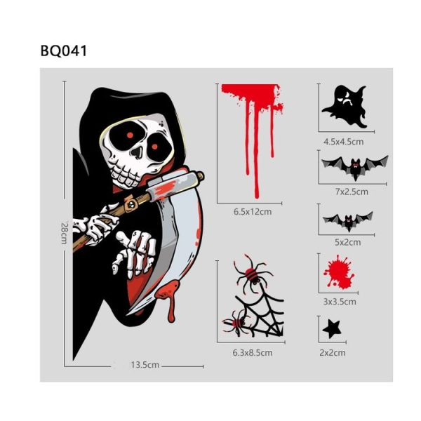 Halloween Decoration Stickers Pumpkin Lamp Spider Ghost Electrostatic Stickers, Style: BQ41-42-43-44-47-48 - Image 2