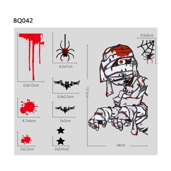 Halloween Decoration Stickers Pumpkin Lamp Spider Ghost Electrostatic Stickers, Style: BQ41-42-43-44-47-48 - Image 3