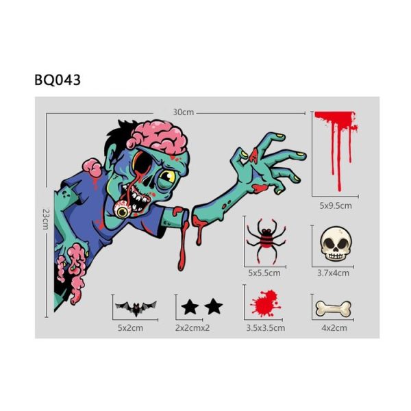 Halloween Decoration Stickers Pumpkin Lamp Spider Ghost Electrostatic Stickers, Style: BQ41-42-43-44-47-48 - Image 4