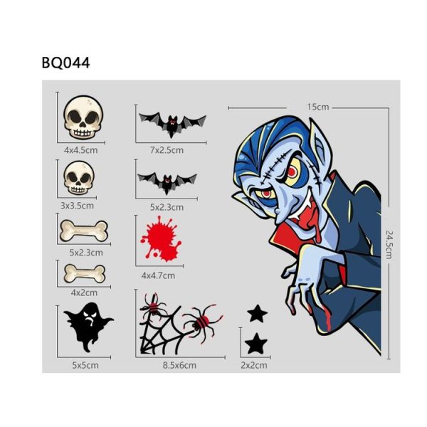 Halloween Decoration Stickers Pumpkin Lamp Spider Ghost Electrostatic Stickers, Style: BQ41-42-43-44-47-48 - Image 5