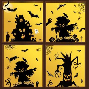 Halloween Decoration Stickers Pumpkin Lamp Spider Ghost Electrostatic Stickers, Style: BQ049 + 50 + 51 + (52 x 2)