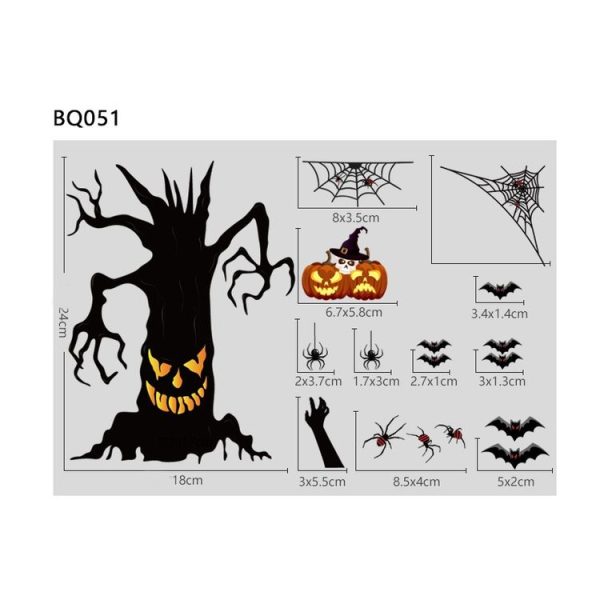 Halloween Decoration Stickers Pumpkin Lamp Spider Ghost Electrostatic Stickers, Style: BQ049 + 50 + 51 + (52 x 2) - Image 4