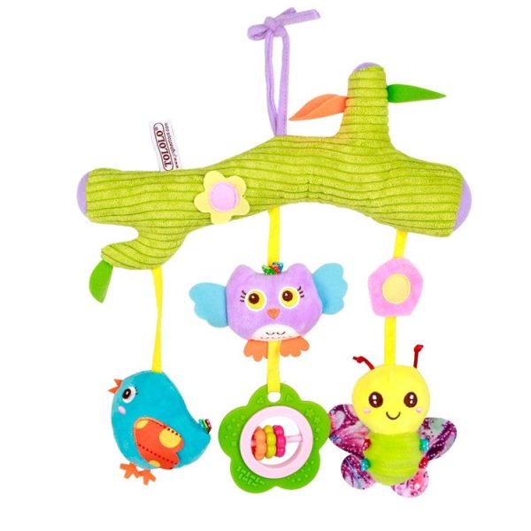 Baby Toys 0-1 Year Old Animal Bed Bells Soothing Plush Toys Baby Rattles Baby Carriage Hanging (C Crossbar - Birds)
