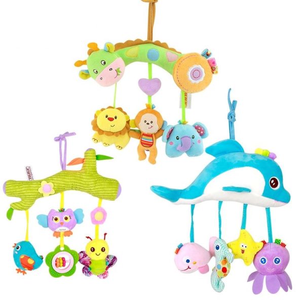 Baby Toys 0-1 Year Old Animal Bed Bells Soothing Plush Toys Baby Rattles Baby Carriage Hanging (C Crossbar - Birds) - Image 2